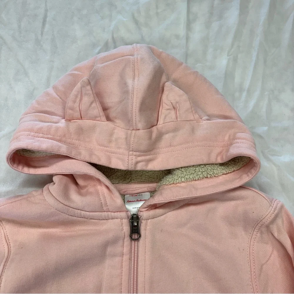 Hanna Kids Girls Pink Sherpa Lined Zip Up Hoodie Sweater Jacket Size‎ 110/5